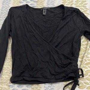 Black crossed long sleeve top